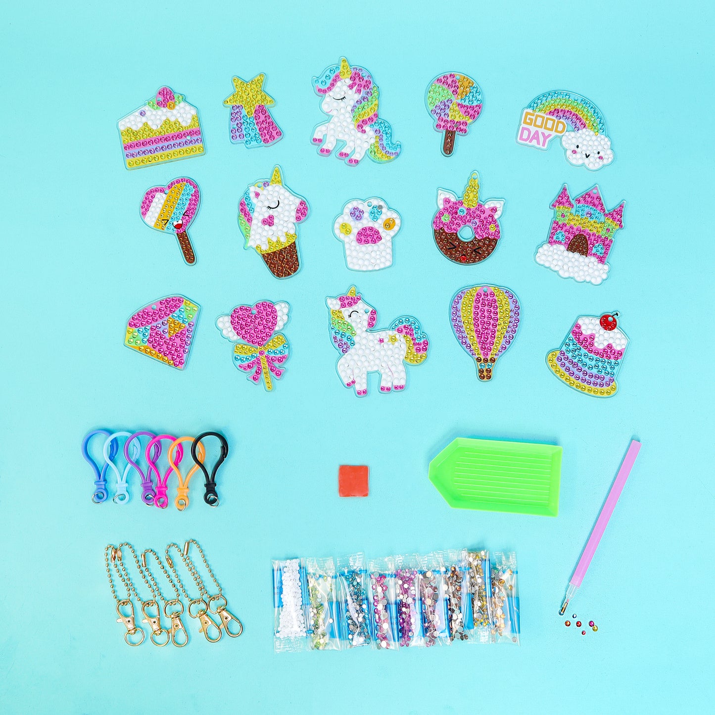 CF027 Adorable Keychains Diamond Art Kit – Unicorn (Set of 15)