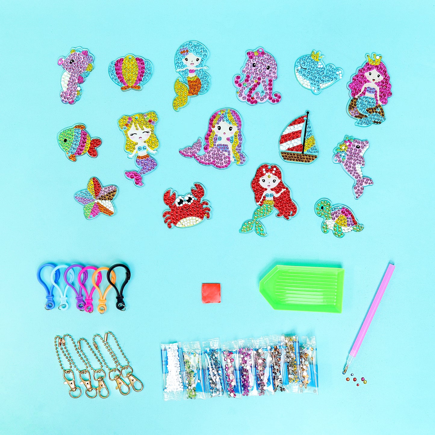CF028 Adorable Keychains Diamond Art Kit – Mermaid (Set of 15)