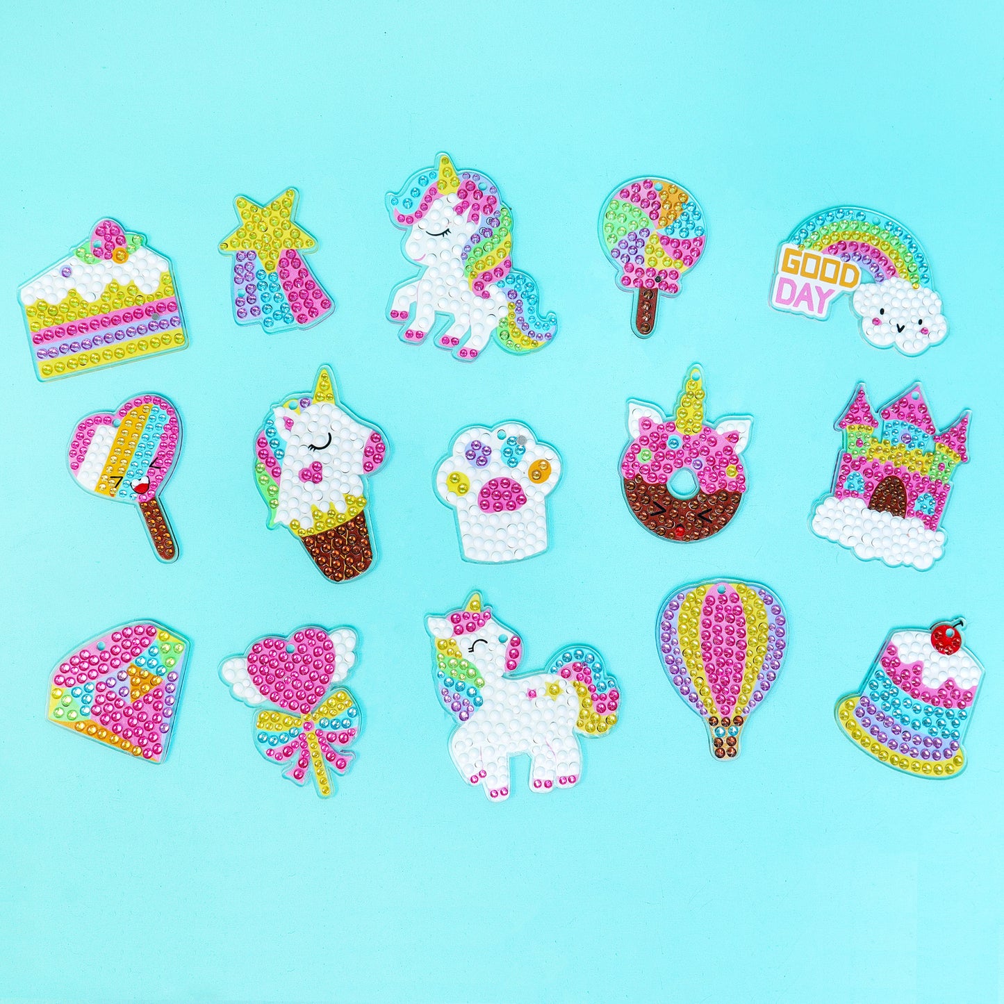 CF027 Adorable Keychains Diamond Art Kit – Unicorn (Set of 15)