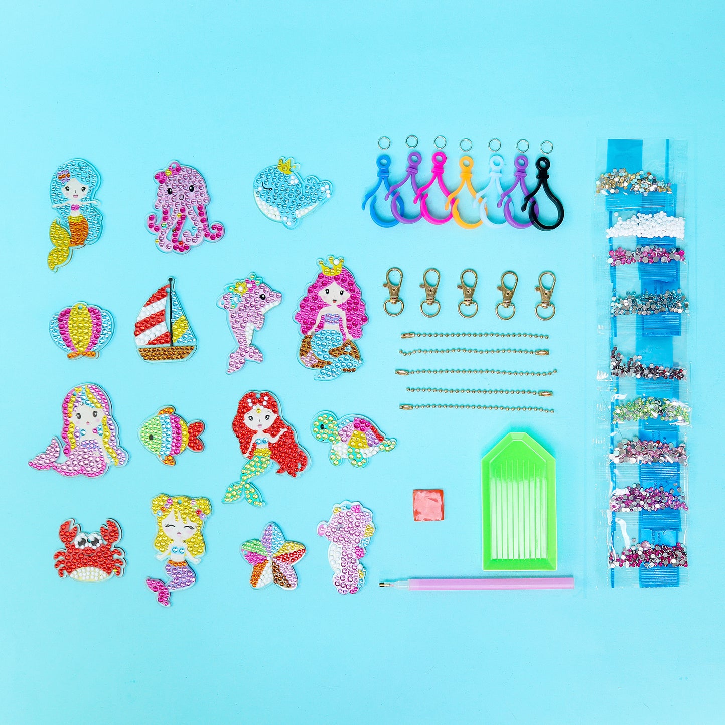 CF028 Adorable Keychains Diamond Art Kit – Mermaid (Set of 15)