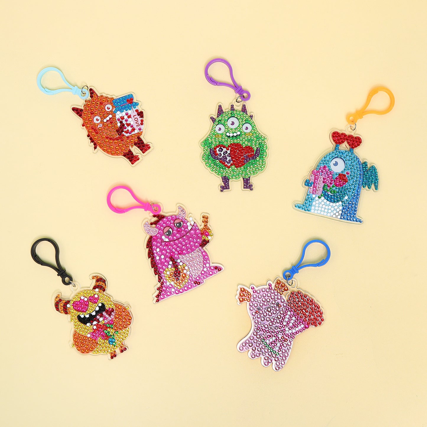 CF029 Adorable Keychains Diamond Art Kit – Monsters (Set of 15)