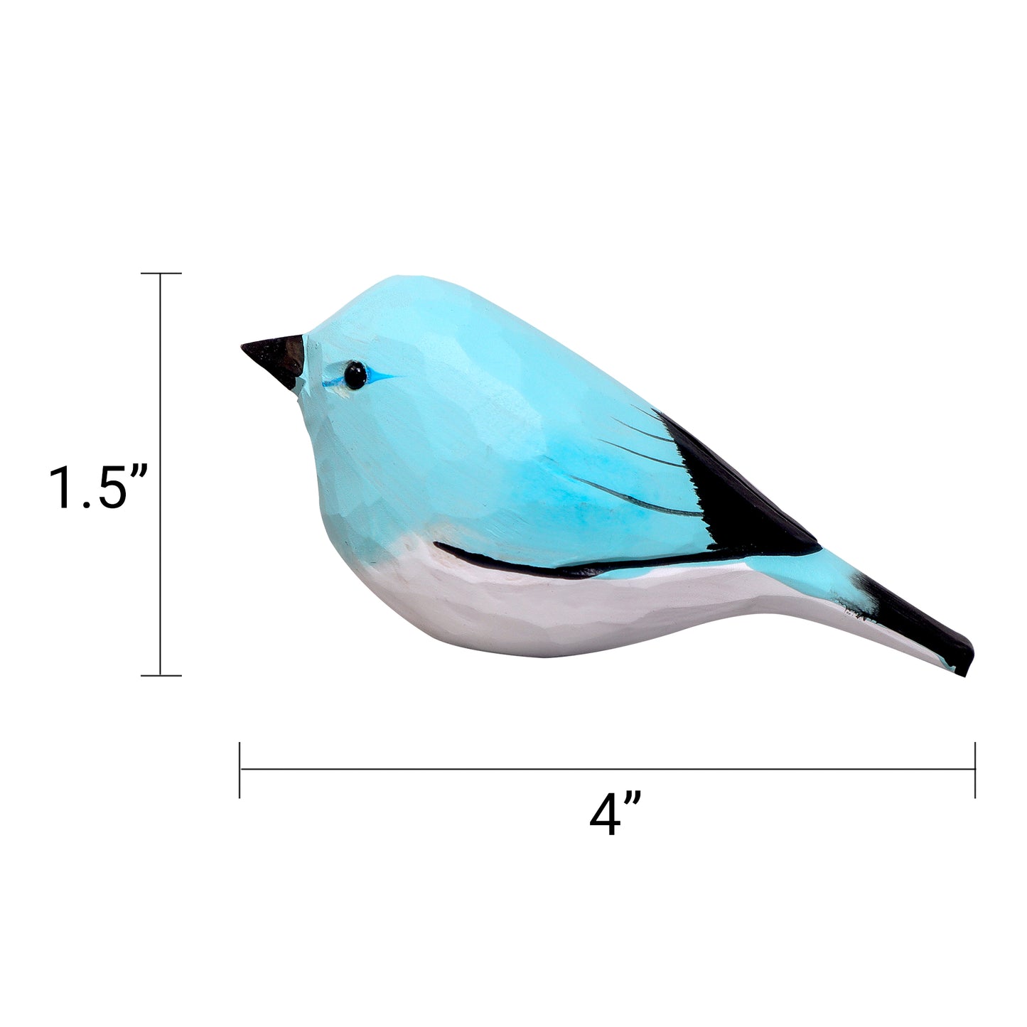 HM020 Hand-Carved Wooden Bird Figurine – Blue