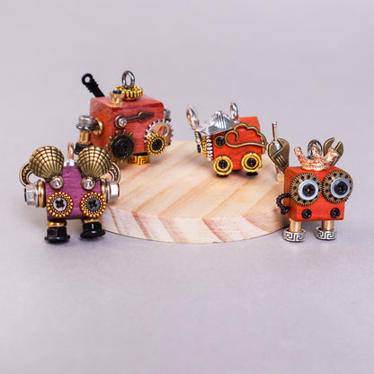 HM009 Handcrafted Wooden Bot Necklace, Keychain, or Mini Decor