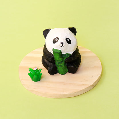 HM008 Hand-Carved Wooden Panda Figurine
