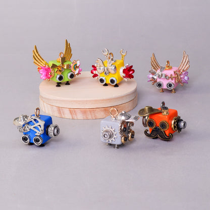 HM009 Handcrafted Wooden Bot Necklace, Keychain, or Mini Decor