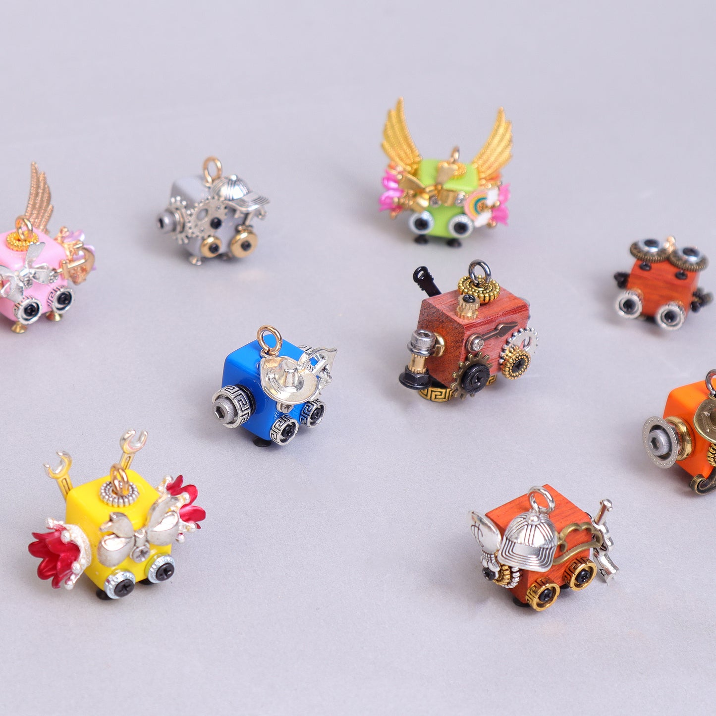 HM009 Handcrafted Wooden Bot Necklace, Keychain, or Mini Decor