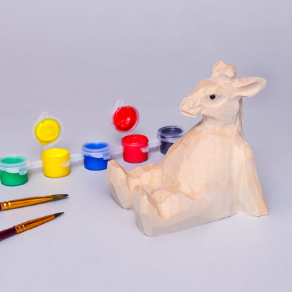 CF020 Paint Your Own Wood Carved Giraffe DIY Painting Kit