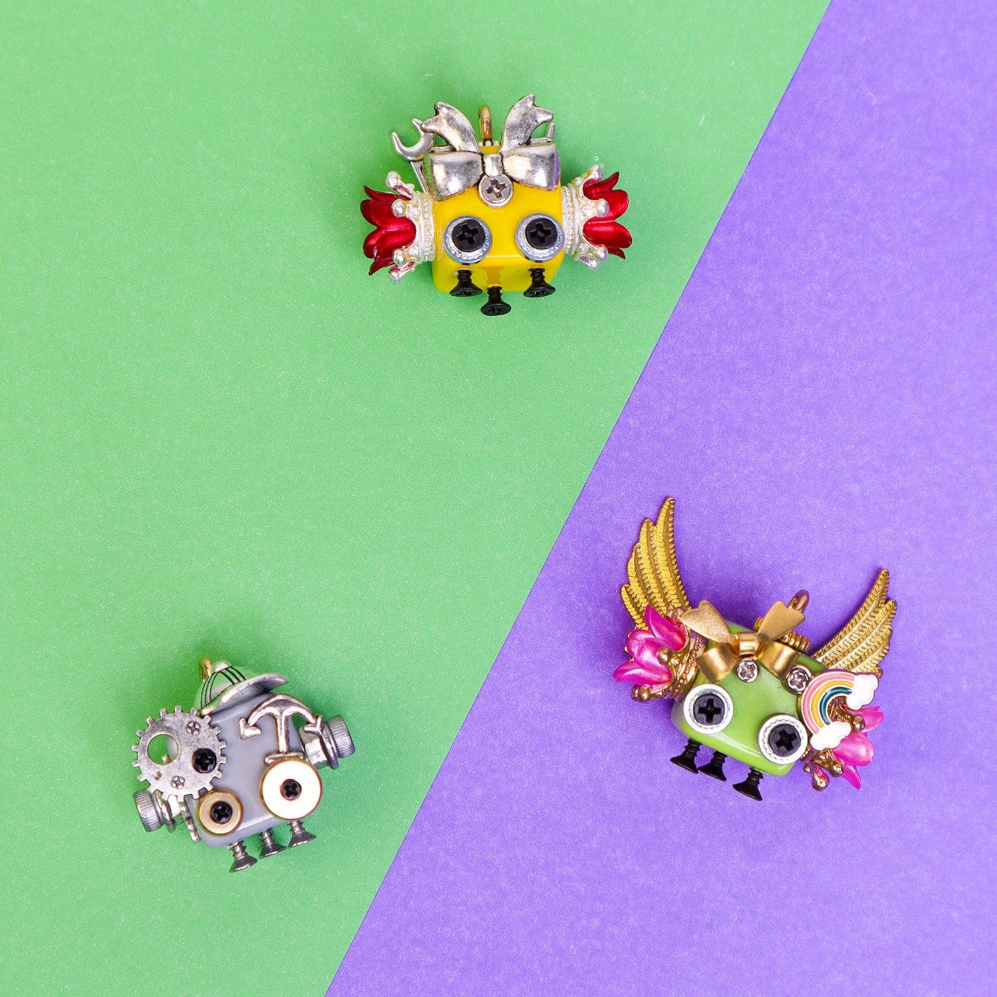 HM009 Handcrafted Wooden Bot Necklace, Keychain, or Mini Decor