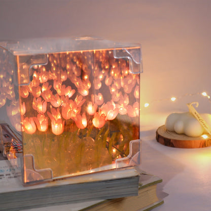 CF014 Tulip Mirror LED Night Light - Pink