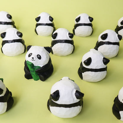 HM008 Hand-Carved Wooden Panda Figurine