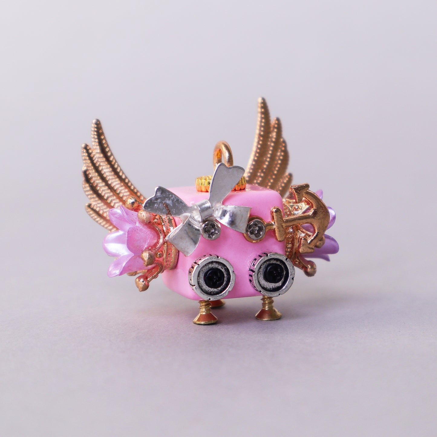 HM009 Handcrafted Wooden Bot Necklace, Keychain, or Mini Decor