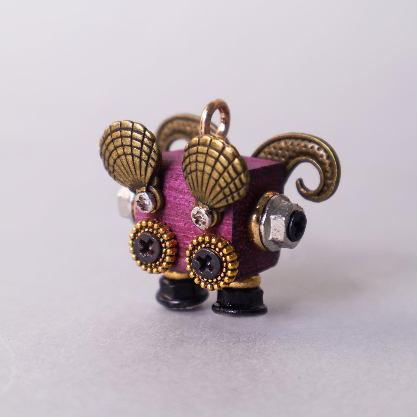 HM009 Handcrafted Wooden Bot Necklace, Keychain, or Mini Decor