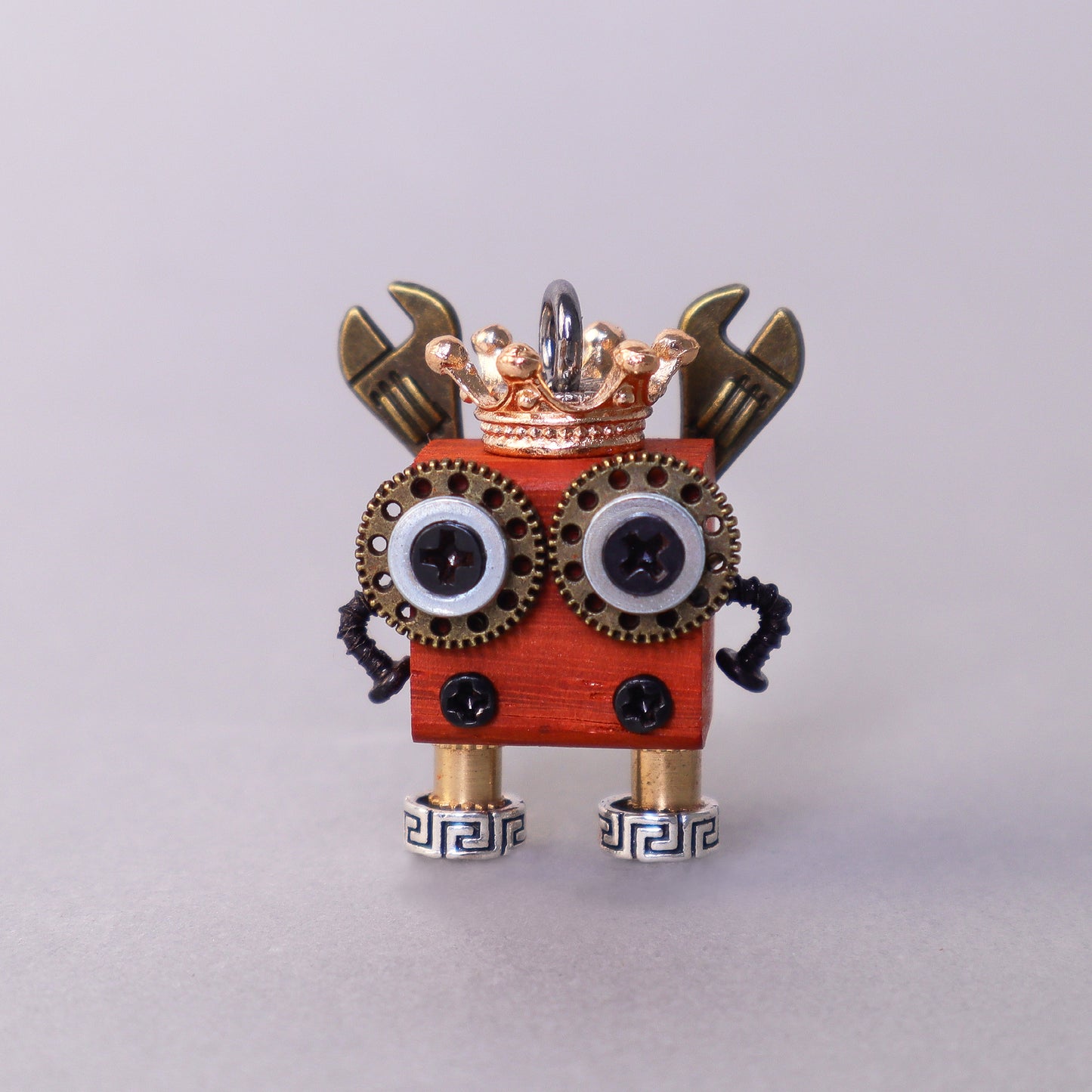 HM009 Handcrafted Wooden Bot Necklace, Keychain, or Mini Decor